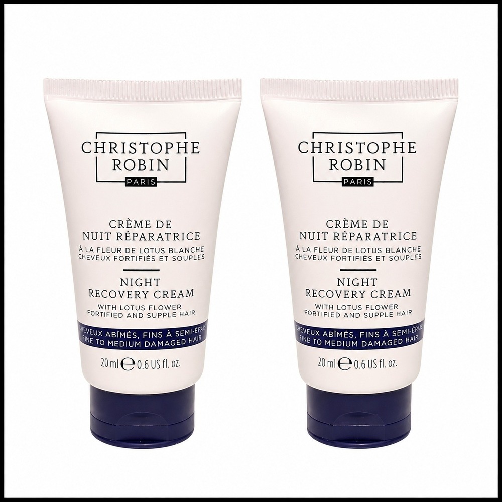 2 x Christophe Robin Night Recovery Cream Lotus Flower Hair Mask Travel Size
